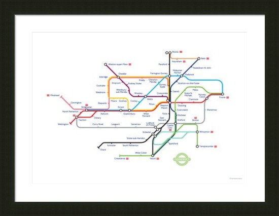 Somerset Transport Map - Framed 